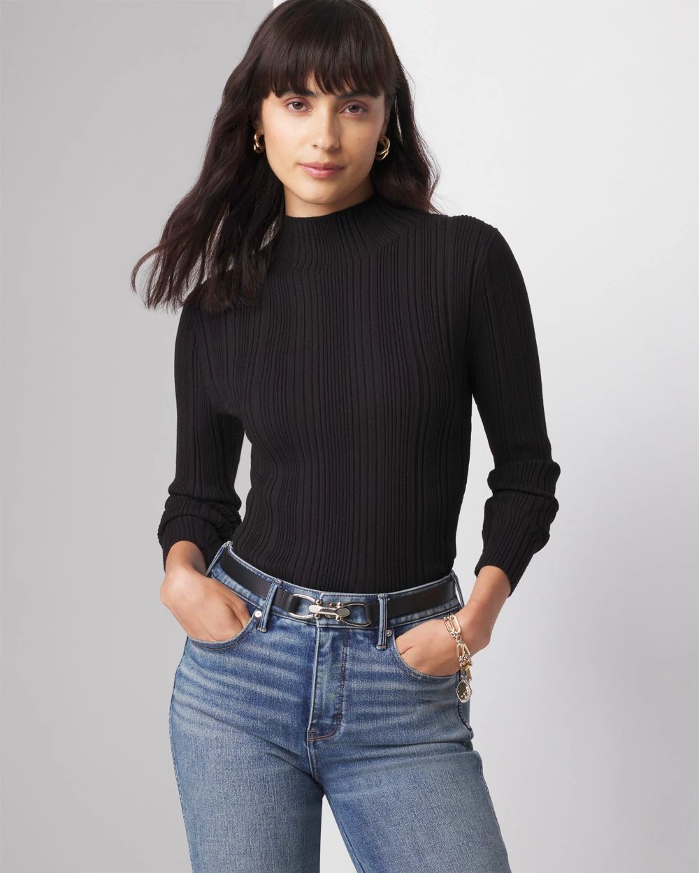 売れ筋商品|||セセ ニット&セーター アウター レディース Women's Plaid Bow Crew Neck Sweater Rich Black Cecily Pearl Fisherman Sweater | GUESS Factory